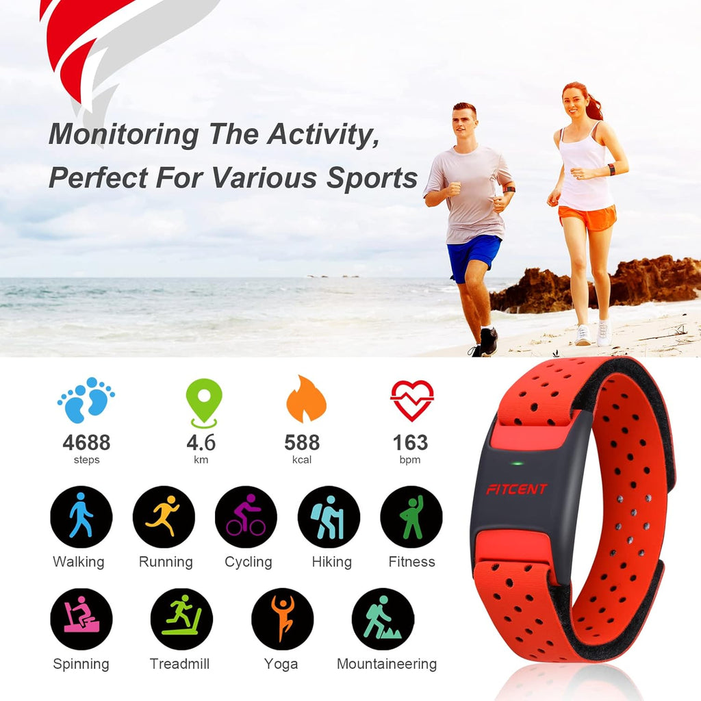 Heart Rate Monitor Armband, Bluetooth ANT+ Optical Sensor, Pack of 2 F140