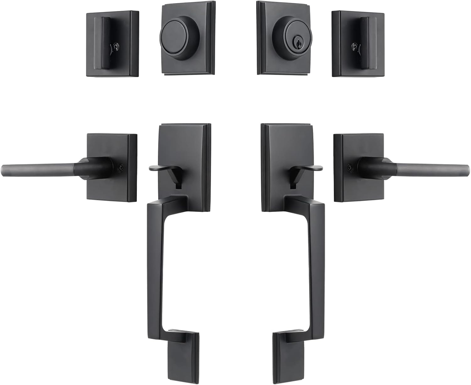 Satin Nickel Front Door Handle Set with Lock and Deadbolt, Pack of 2 D69029