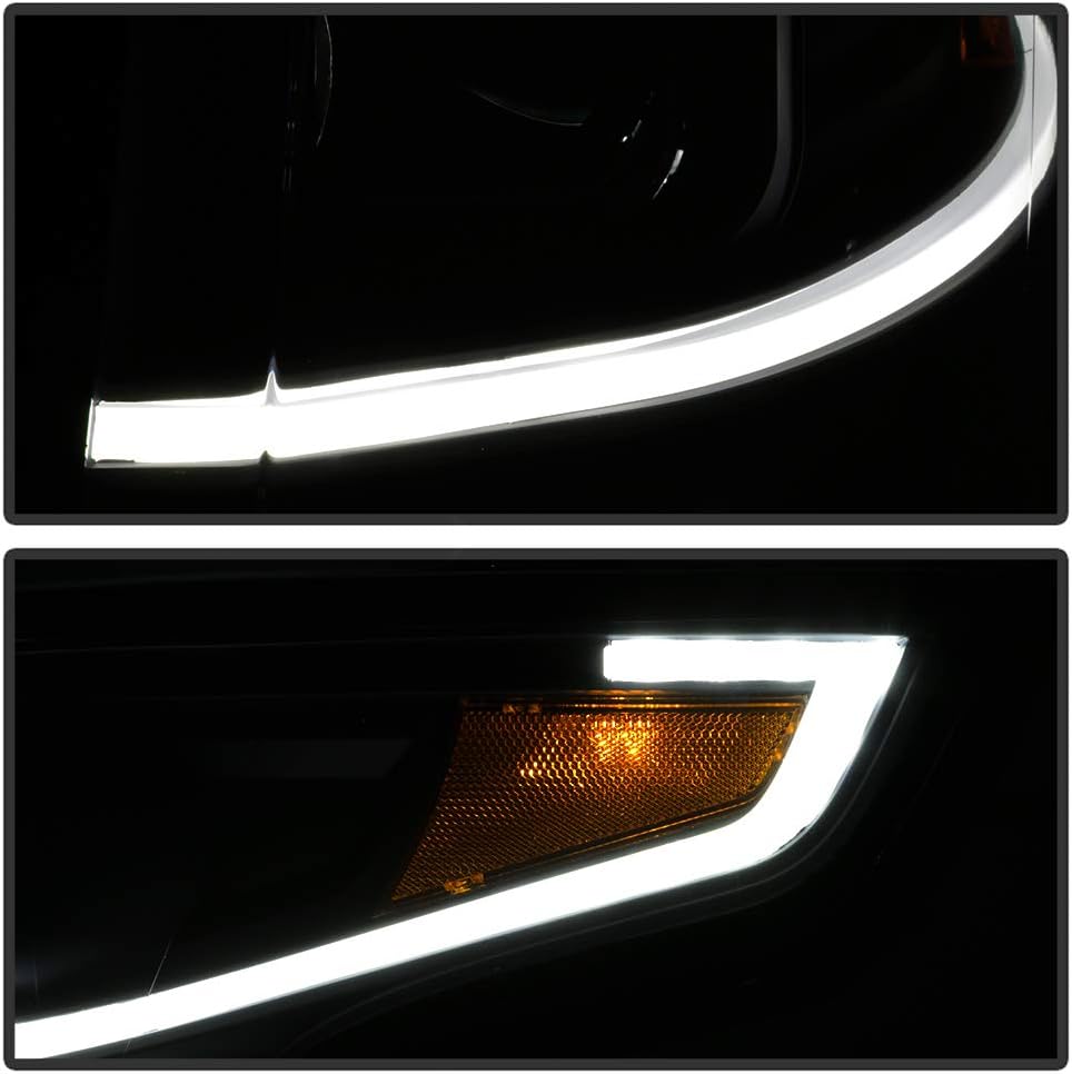 Black Housing Smoked Lens LED Tube Dual Projector Headlights D24483