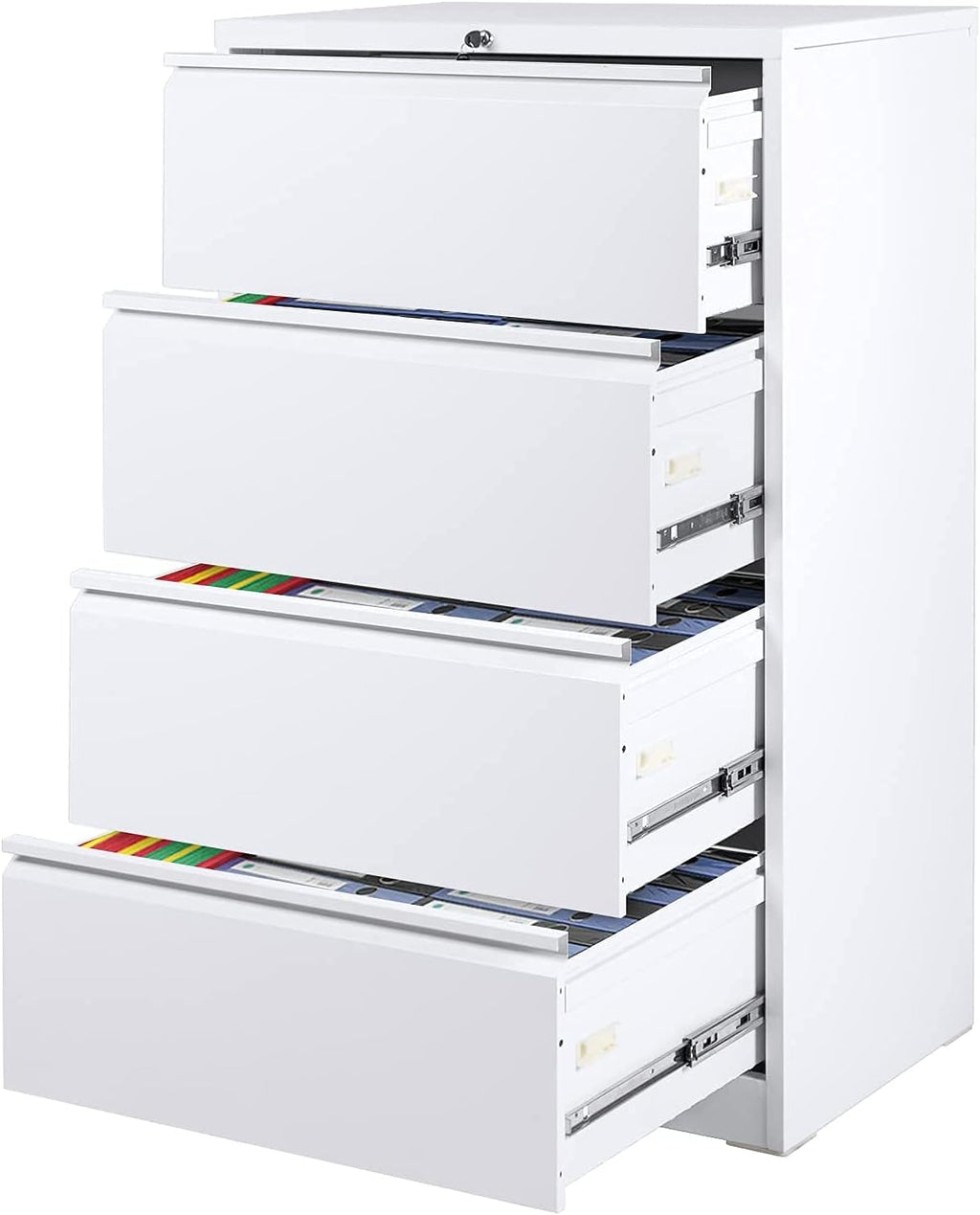 White 3 Drawer Locking Rolling Metal Filing Cabinet M23619