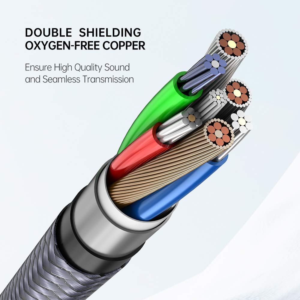 4FT/1.2m Nylon Braided RCA to 2RCA Audio Cable I624835
