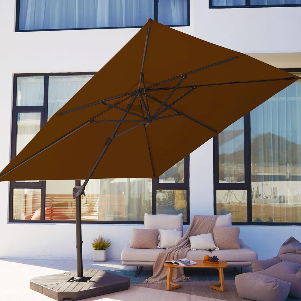 Beige 9x9 FT Square Cantilever Patio Umbrella with Aluminum Frame A47838