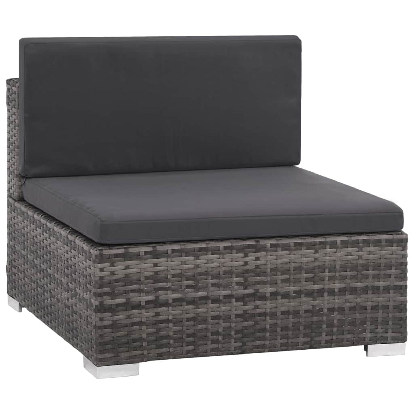 12 Piece Gray Poly Rattan Patio Sofa Conversation Set with Coffee Table and Ottoman B19438