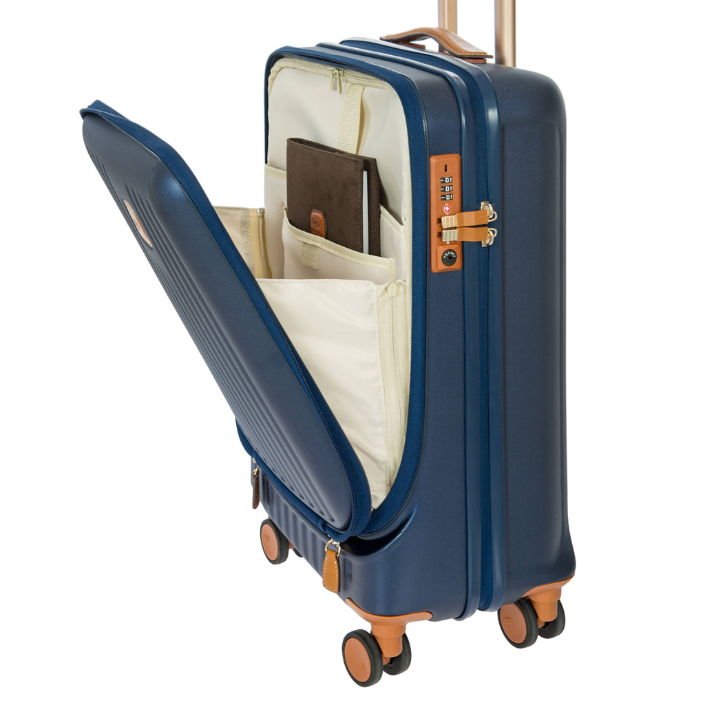 Matte Blue 21x22 Carry-On Spinner with Pocket N93222