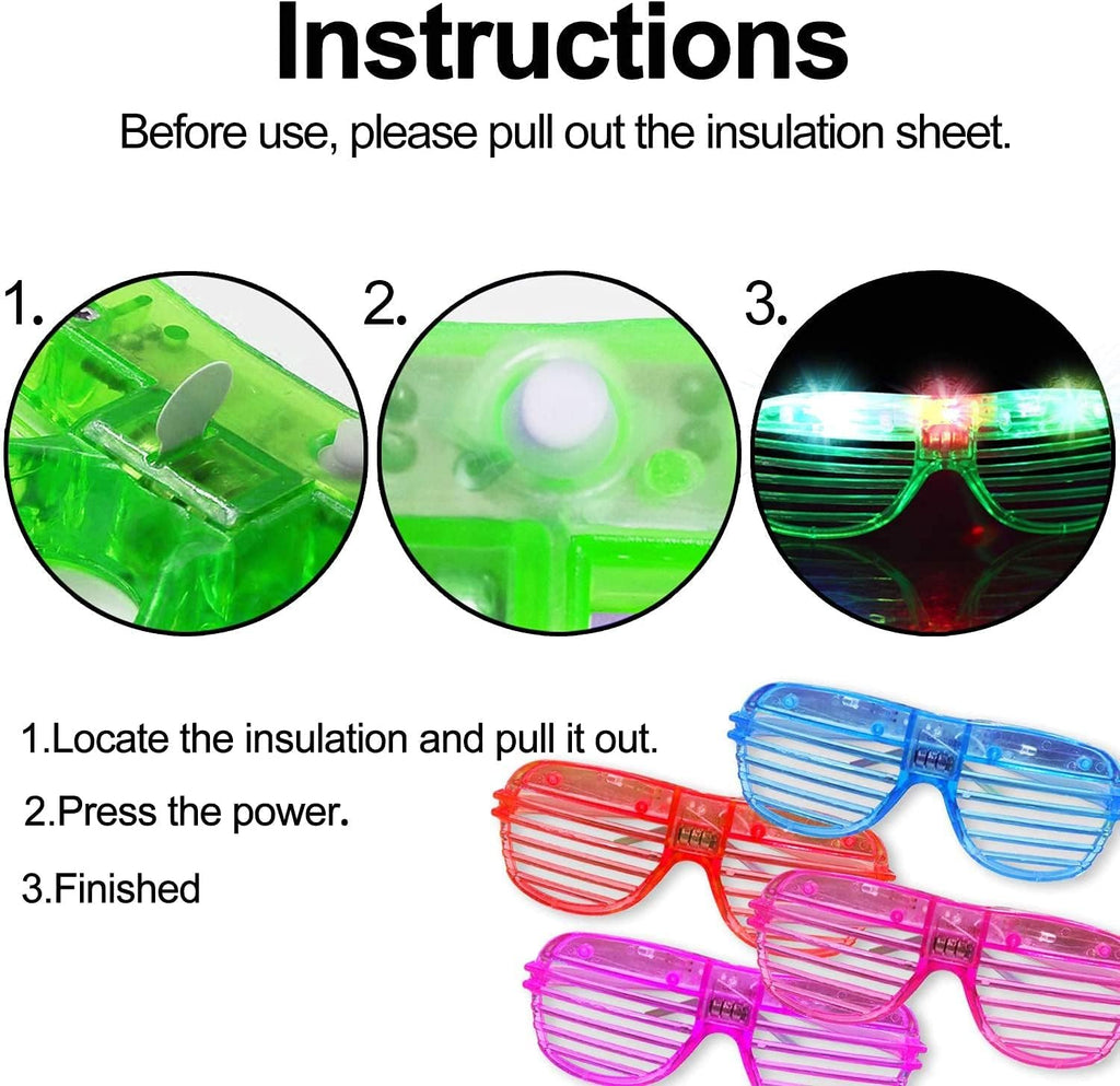 50 Pack LED Glow in The Dark Party Glasses S4510