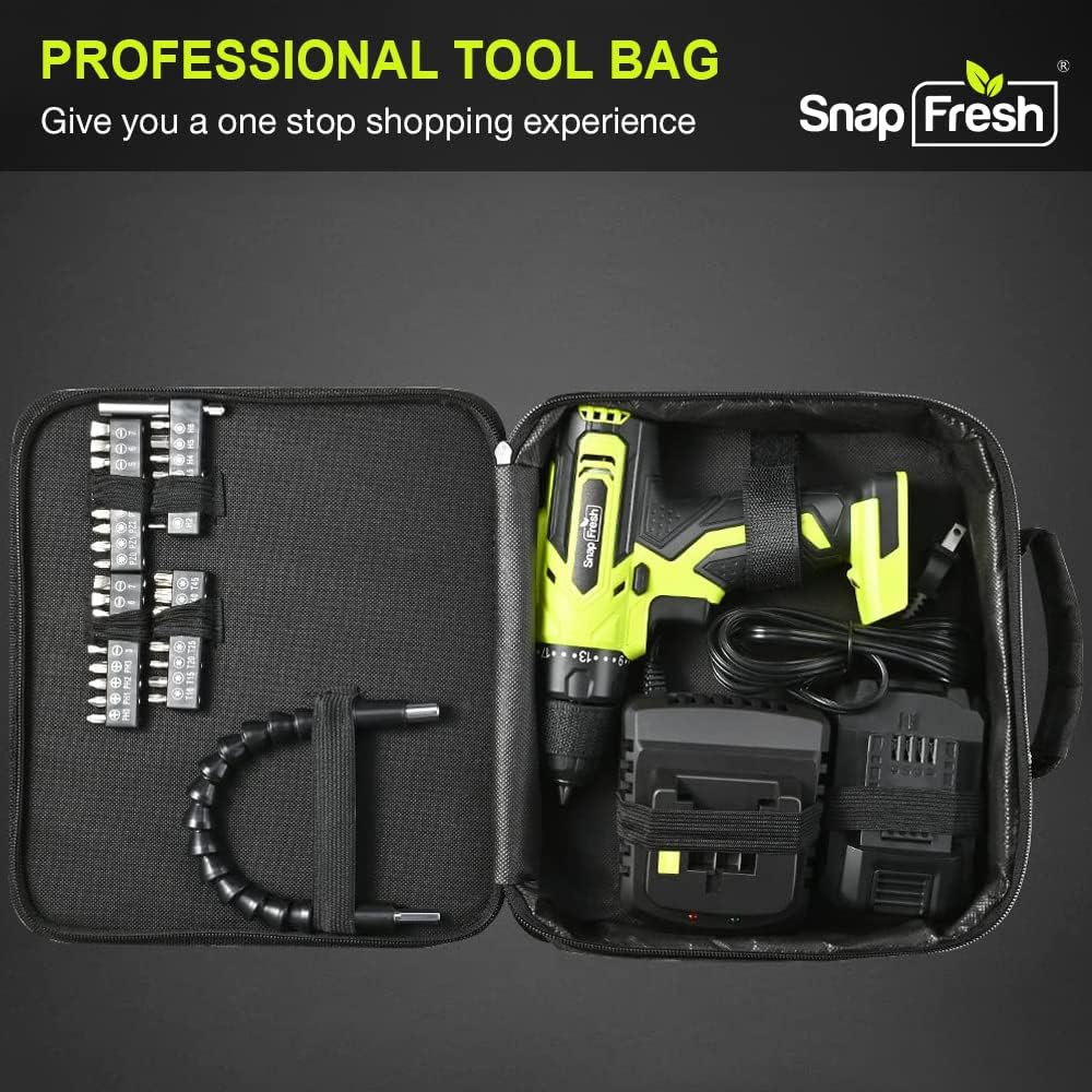Cordless Drill Set with Battery and Charger, 2 Variable Speed, 21+1 Torque Setting, LED, 43pcs Drill Bits I6874