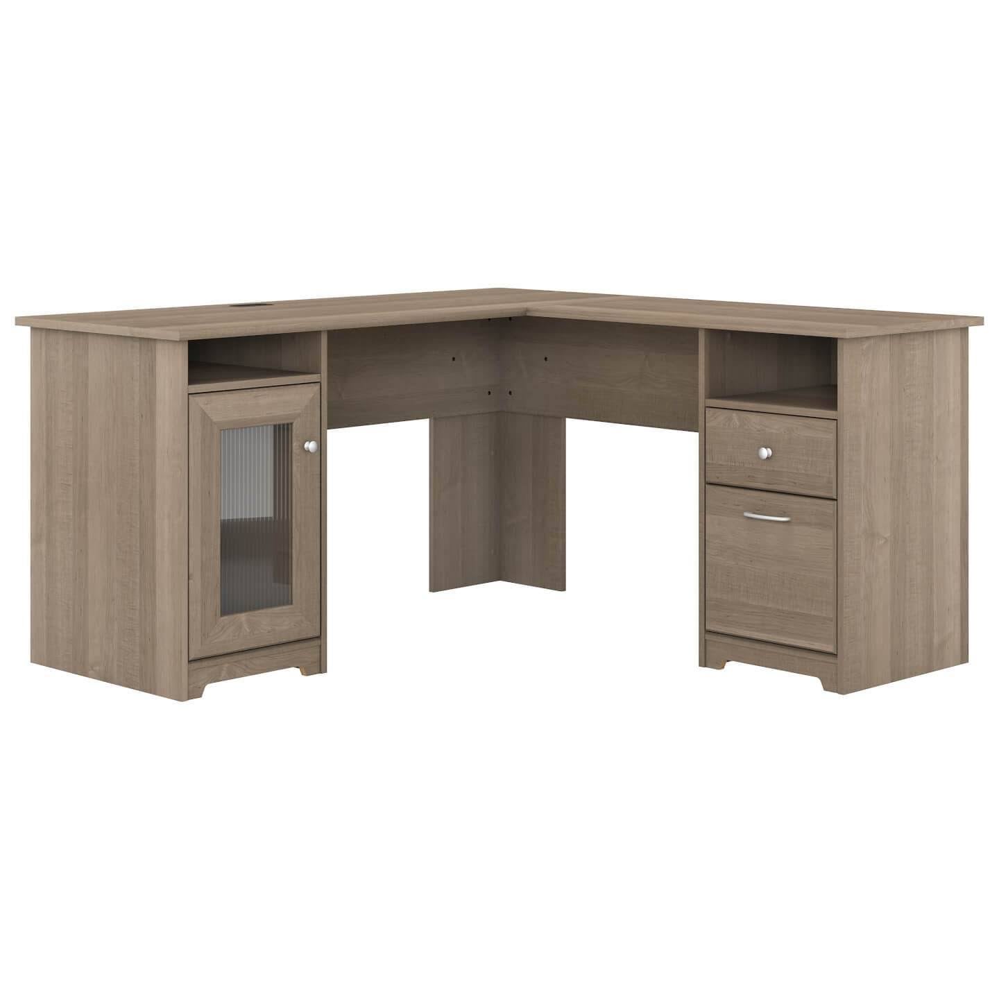 60W Ash Gray L Shaped Computer Desk N79162