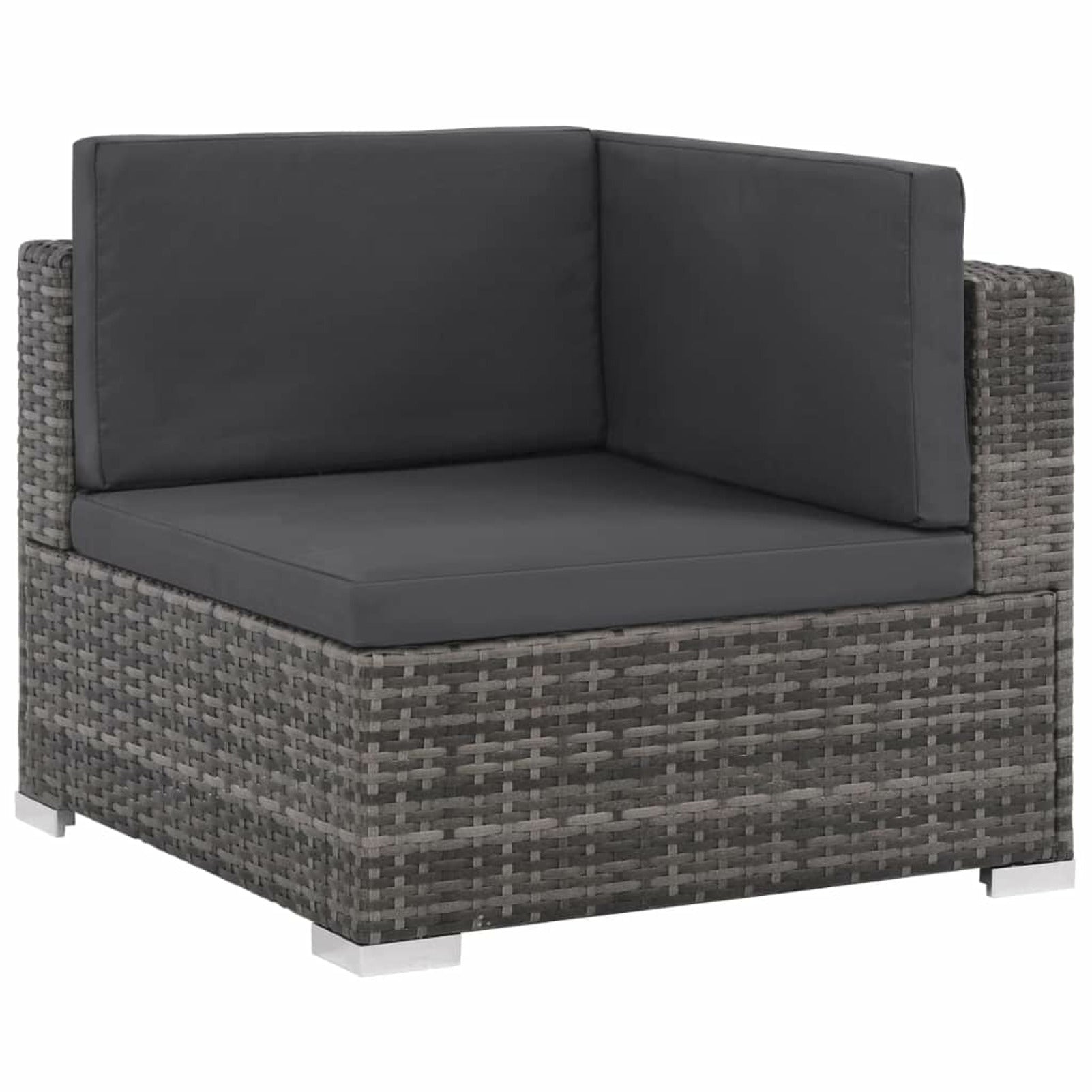 12 Piece Gray Poly Rattan Patio Sofa Conversation Set with Coffee Table and Ottoman B19438