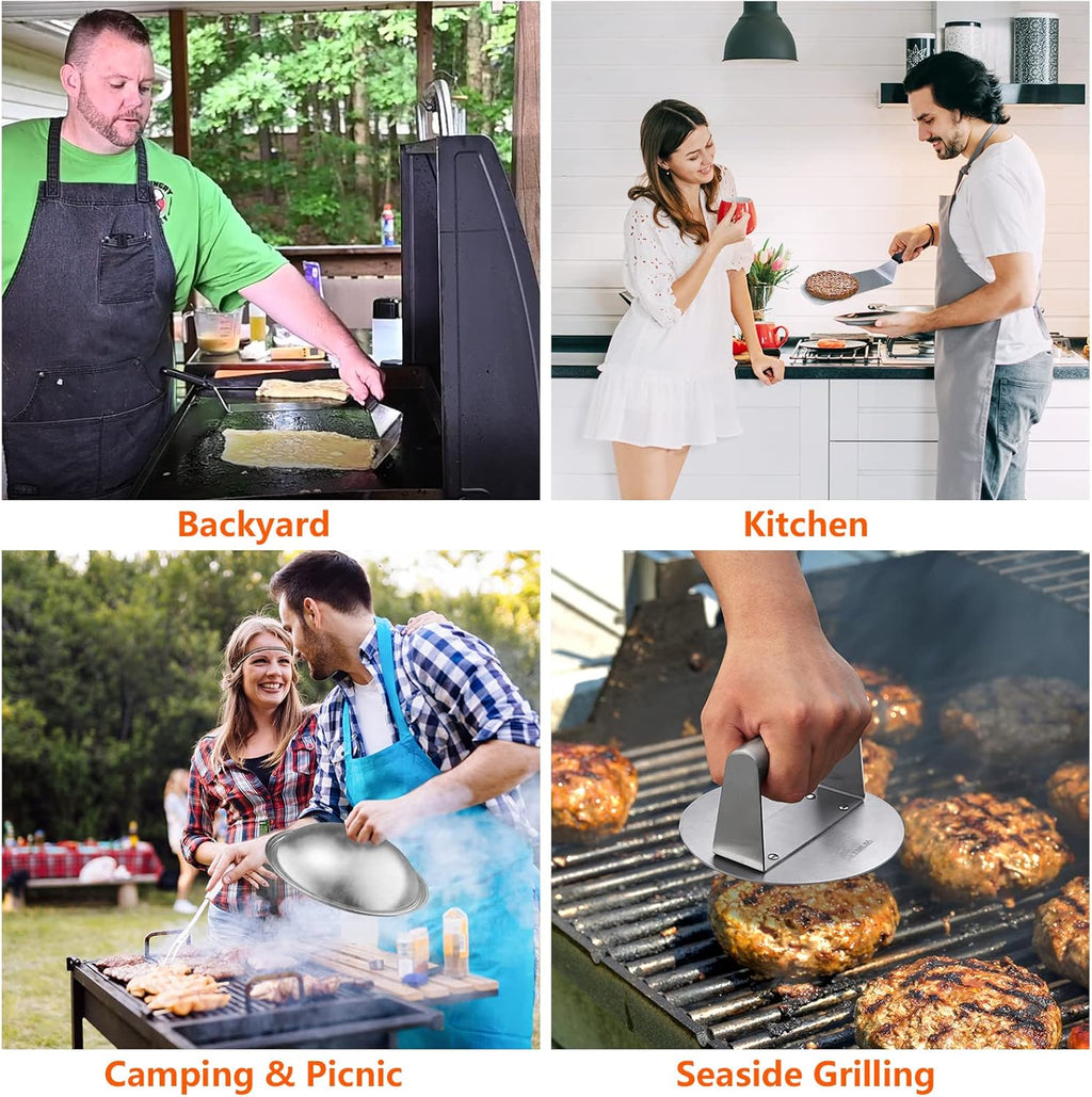 15 Pcs Flat Top Grill Accessories Kit with Spatula Set, Basting Cover and Burger Press W654
