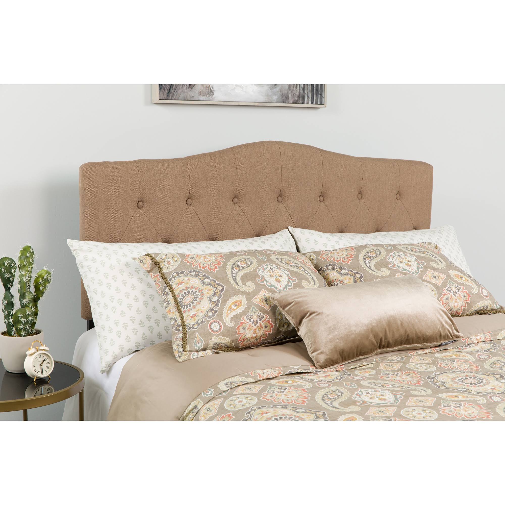 Camel Brown and Black Button Tufted Headboard Full Size E971