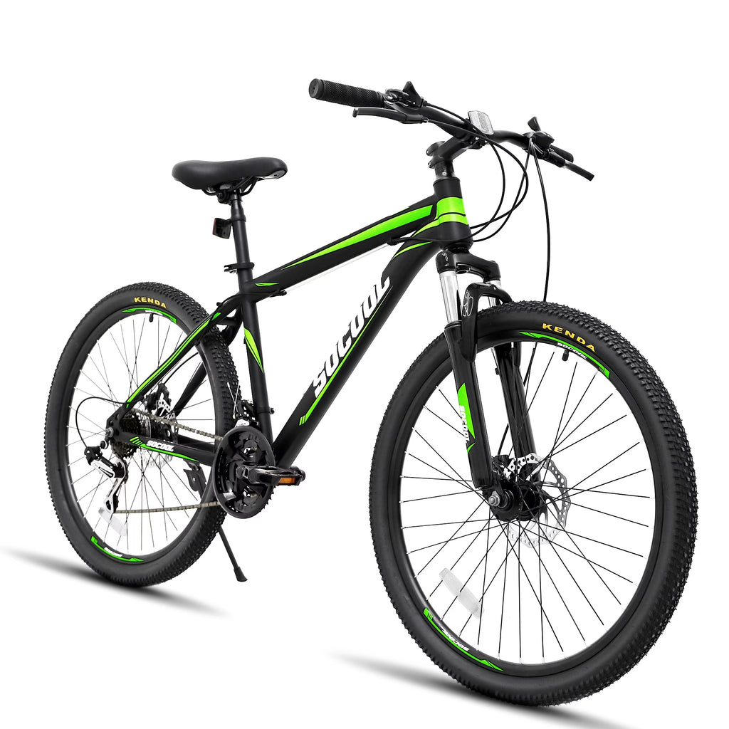 Full-Suspension Mountain Bike, Shimano 21 Speed, 26 Inch Wheel, Black White Green Stripes M36241