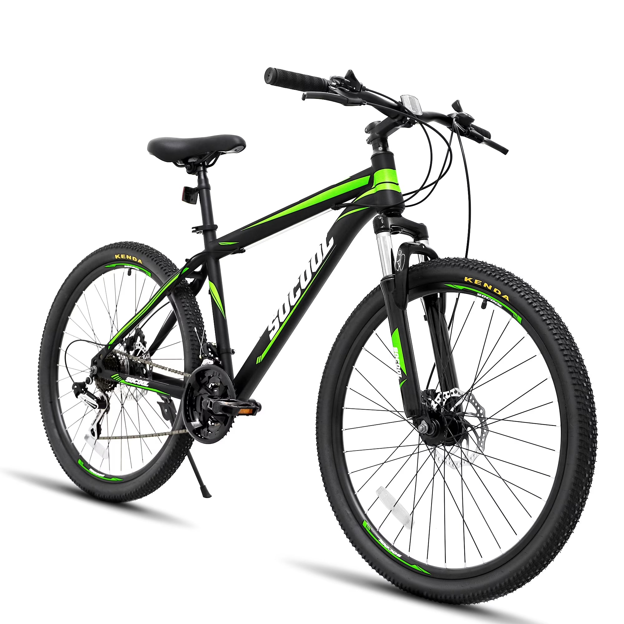 Full-Suspension Mountain Bike, Shimano 21 Speed, 26 Inch Wheel, Black White Green Stripes M36241