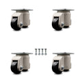 Nylon Swivel Light Duty Floor Leveling Caster Set of 4 with 2.44x22 Diameter Black Wheels T548311
