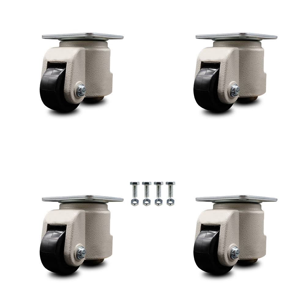 Nylon Swivel Light Duty Floor Leveling Caster Set of 4 with 2.44x22 Diameter Black Wheels T548311
