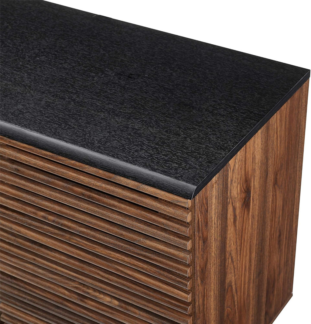 Black and Dark Walnut 4 Drawer Wood Cabinet M8445