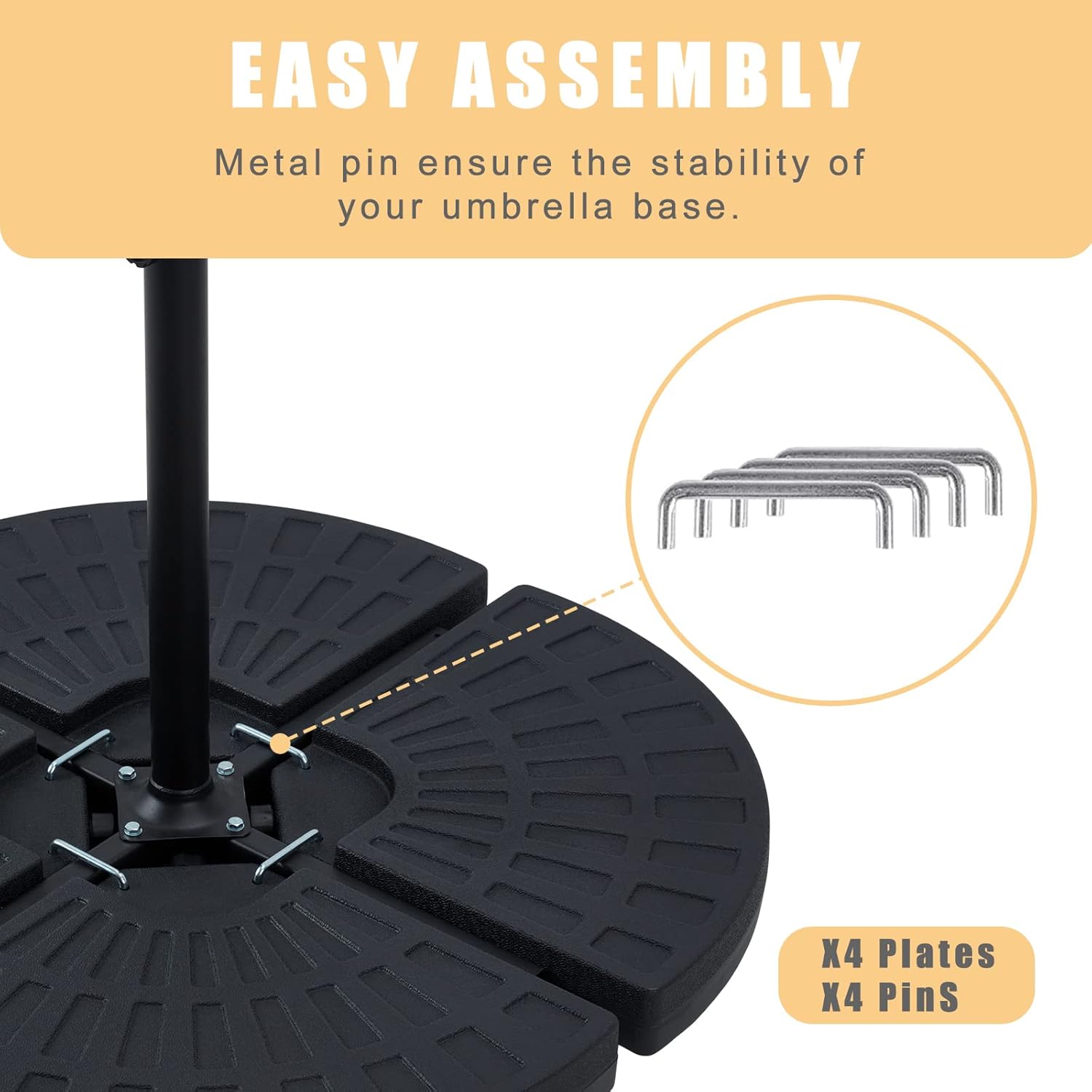 4PCS Black Cantilever Offset Patio Umbrella Stand Base Plate V691419