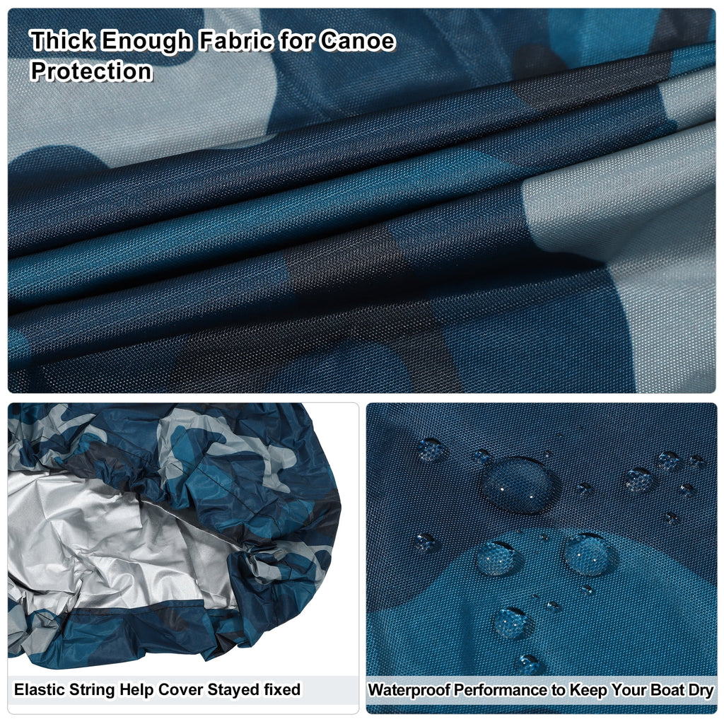 Blue Camouflage Kayak Cover Boat Canoe Cover Waterproof 15.3ft-16.7ft K60931