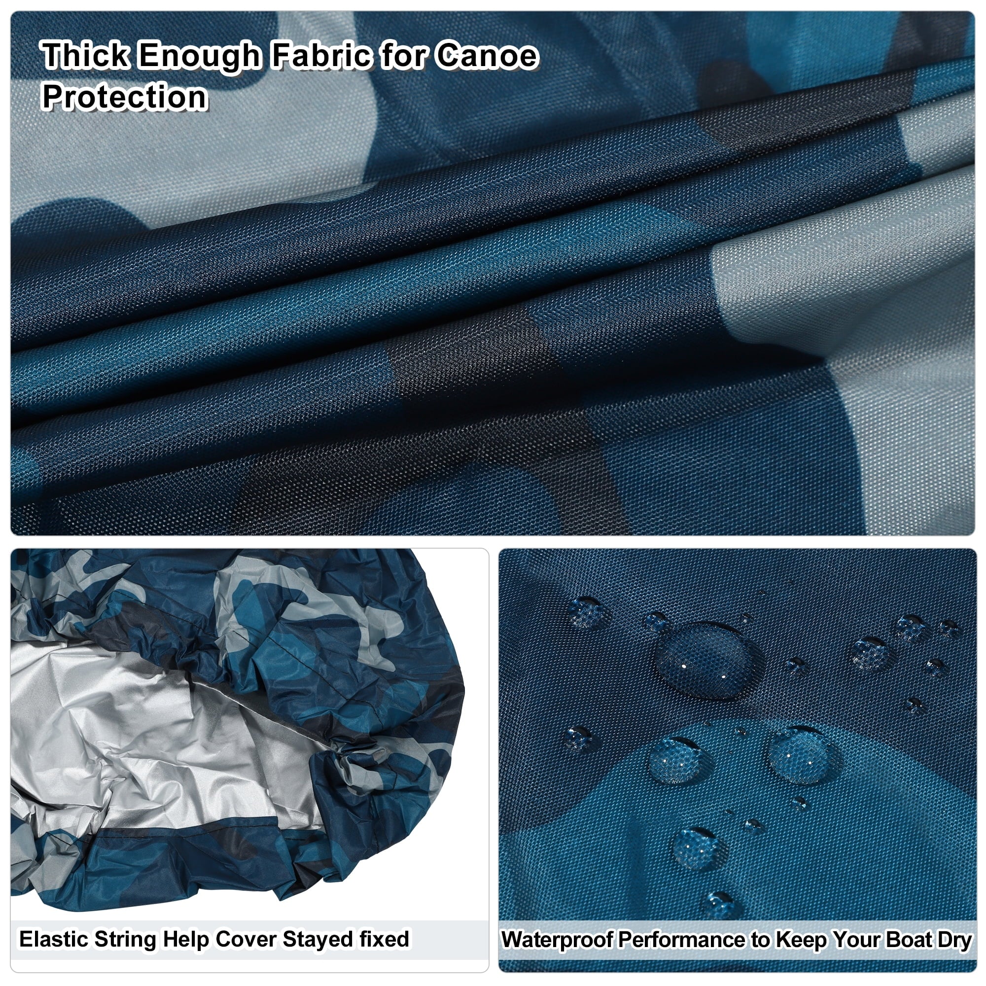 Blue Camouflage Kayak Cover Boat Canoe Cover Waterproof 15.3ft-16.7ft K60931