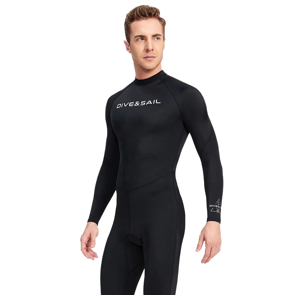Men One Piece Swimsuit with Back Zipper Quick Dry Long Sleeve Surf Suit Y1172