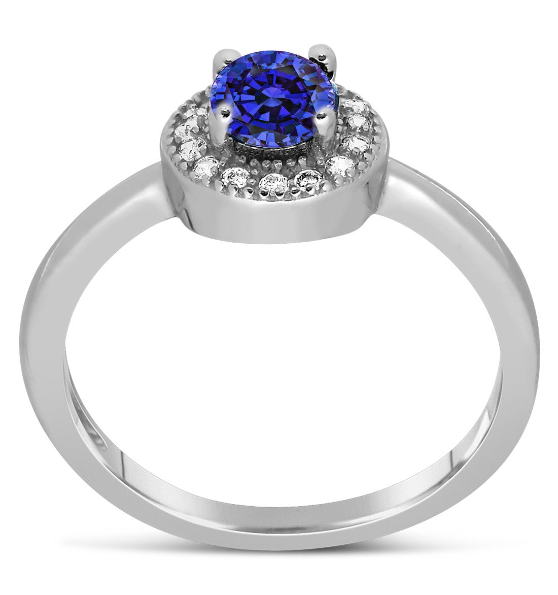 1.50 Carat Halo Sapphire and Diamond Engagement Ring in White Gold Z9407