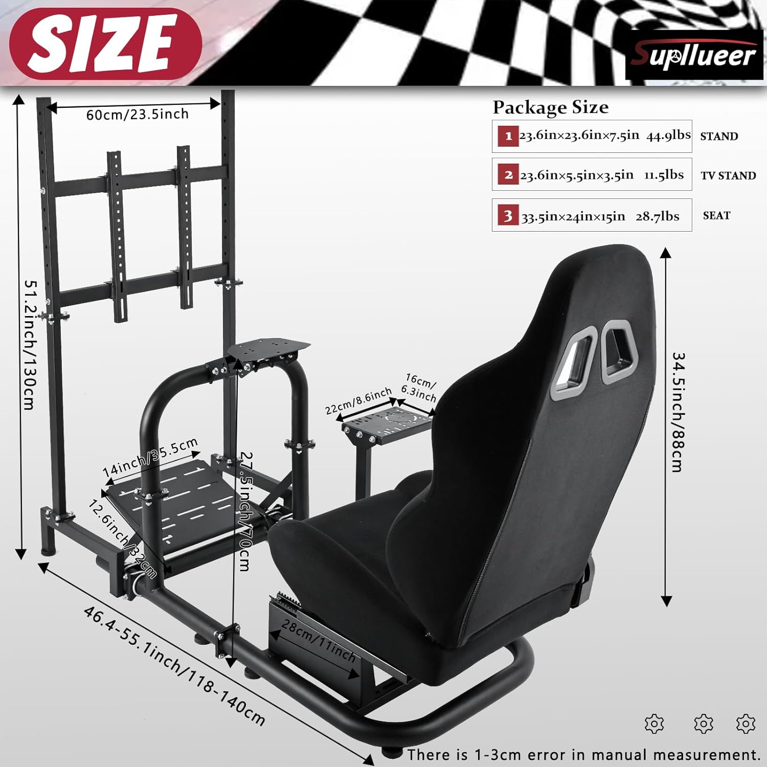 Racing Simulator Cockpit with Seat and Monitor Mount T812415