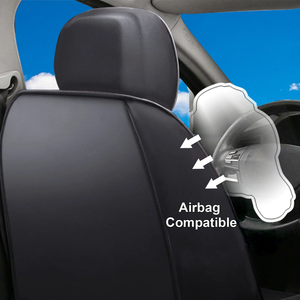 Waterproof PU Leather Full Set Car Seat Covers Black+Blue D742