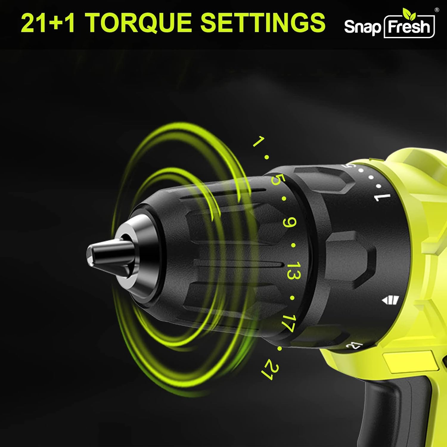 Cordless Drill Set with Battery and Charger, 2 Variable Speed, 21+1 Torque Setting, LED, 43pcs Drill Bits I6874