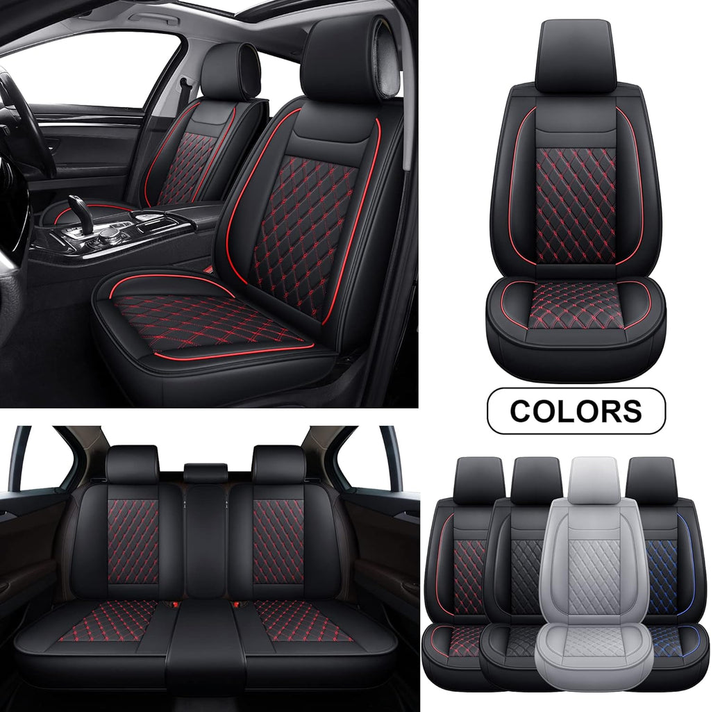 Gray Faux Leather Full Set Car Seat Covers J951