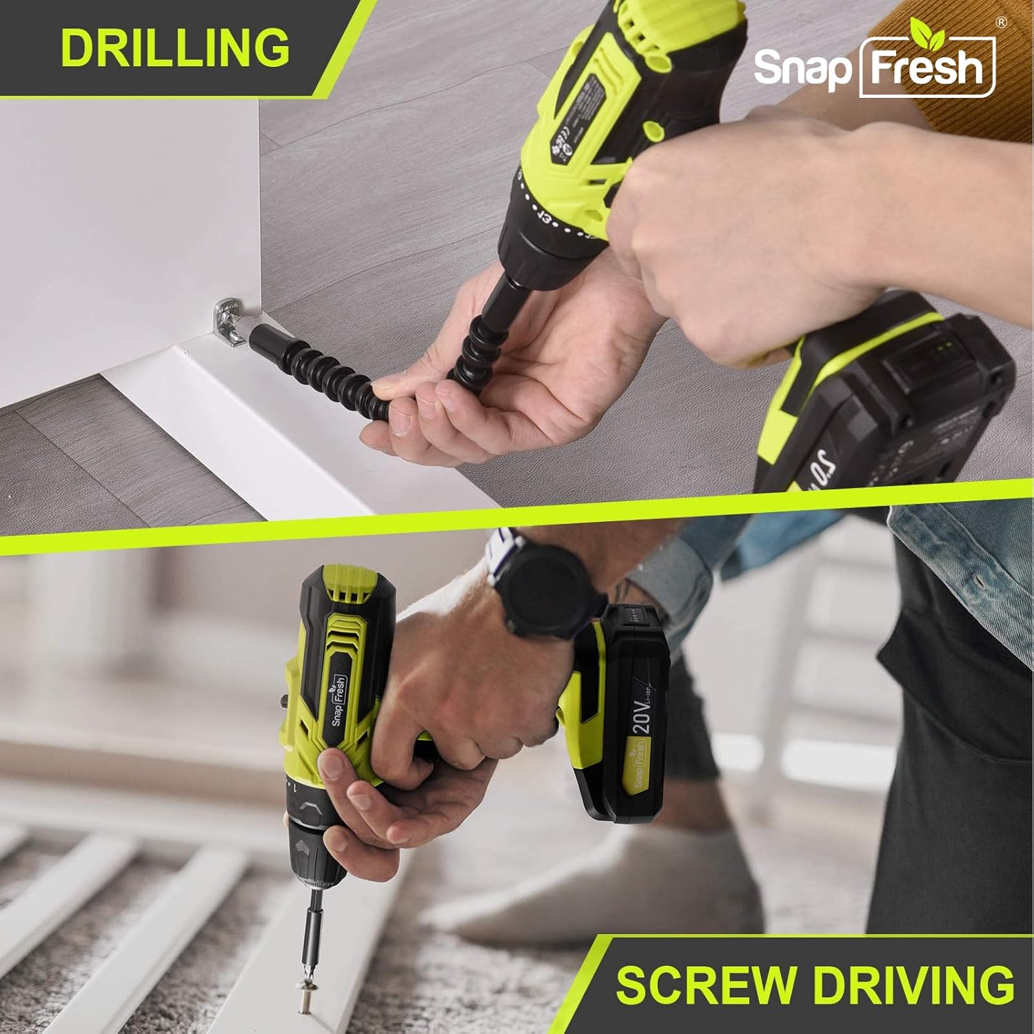 Cordless Drill Set with Battery and Charger, 2 Variable Speed, 21+1 Torque Setting, LED, 43pcs Drill Bits I6874