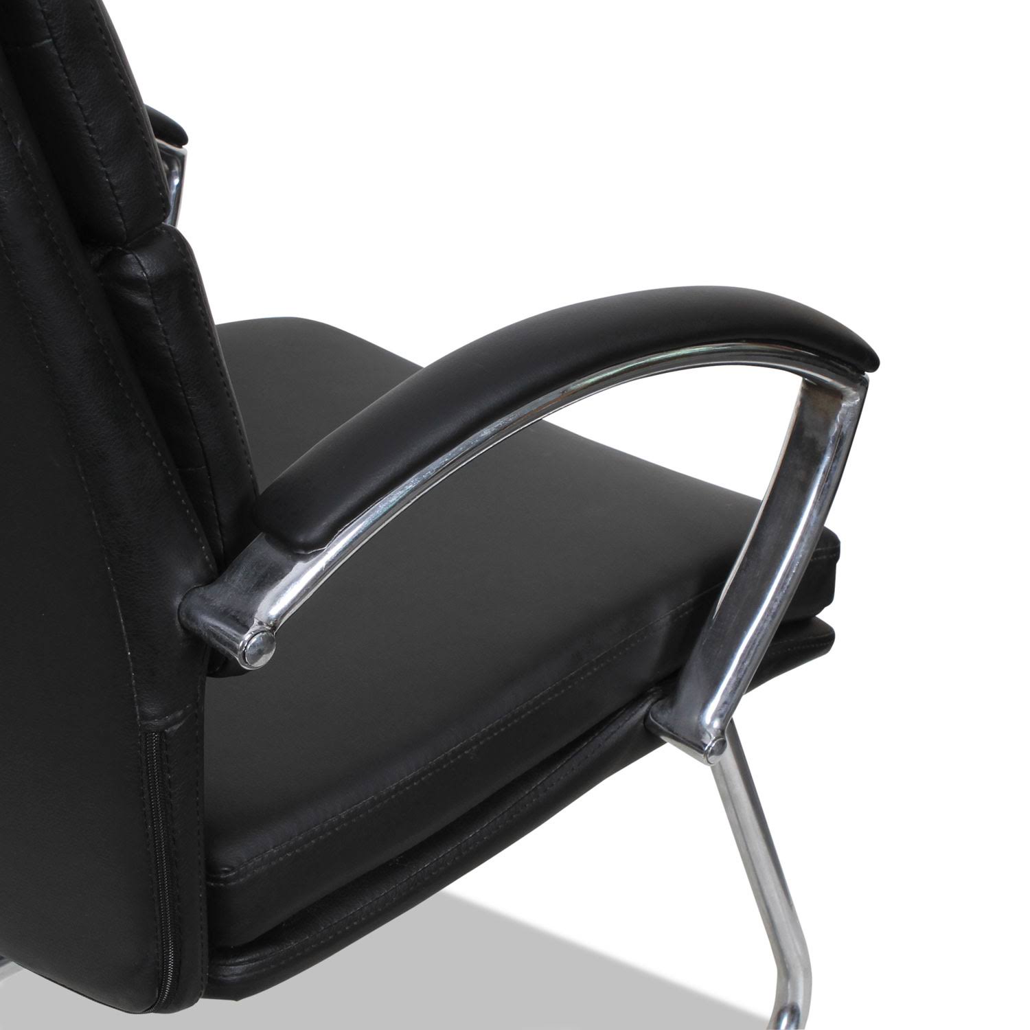 Slim Profile Soft Leather Guest Chair, Black/Chrome S1796
