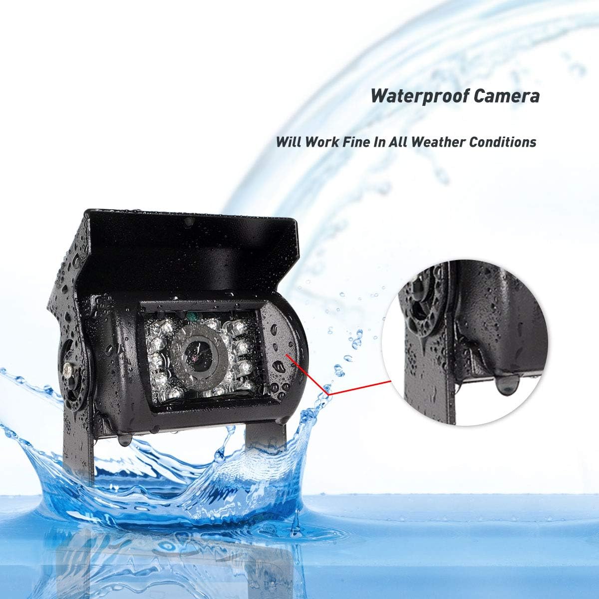 Backup Camera with Monitor 4 Channels Split Screen Wired N402