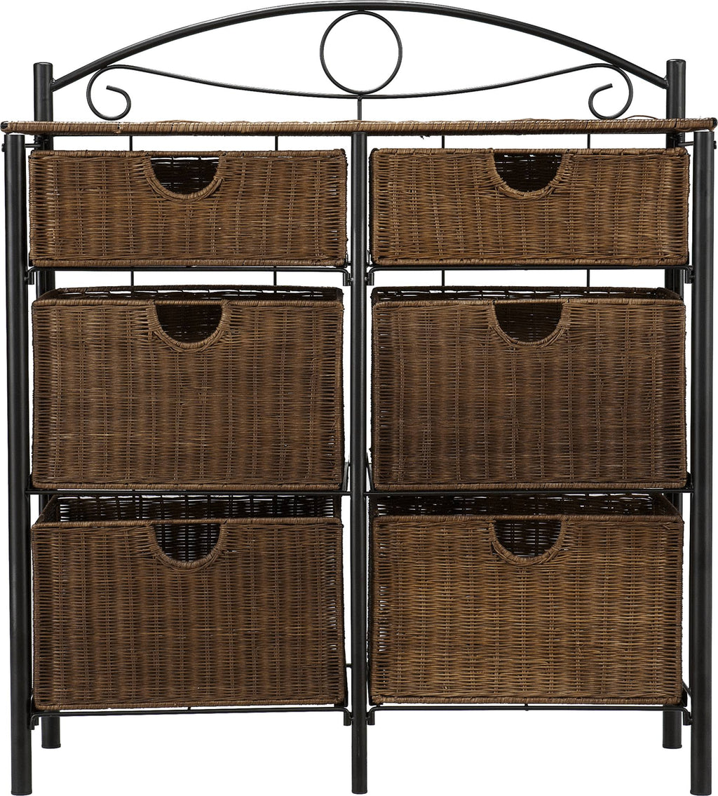 Black/Brown Iron/Wicker Storage Chest F5999