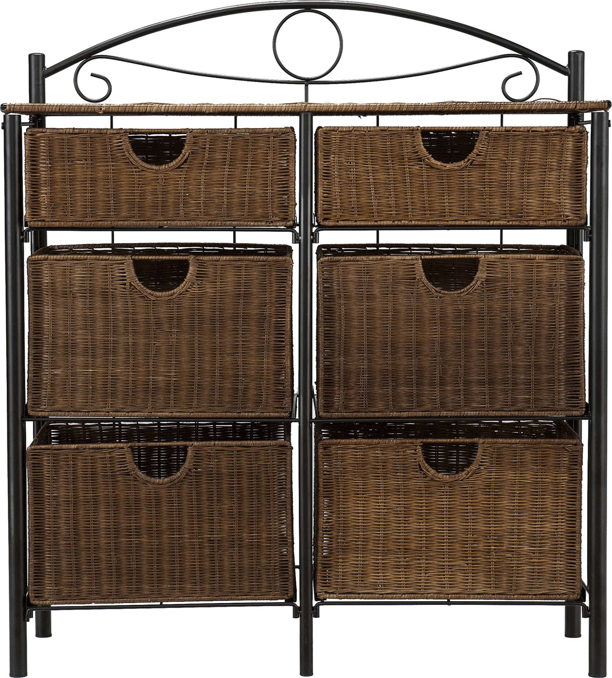 Black/Brown Iron/Wicker Storage Chest F5999