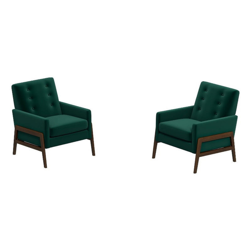 Green Velvet Tufted Accent Armchair Set of 2 S8007