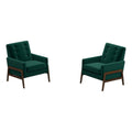 Green Velvet Tufted Accent Armchair Set of 2 S8007