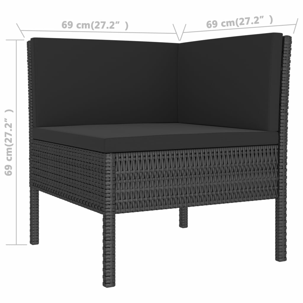 9 Piece Poly Rattan Outdoor Sectional Sofa Set with Cushions Q745