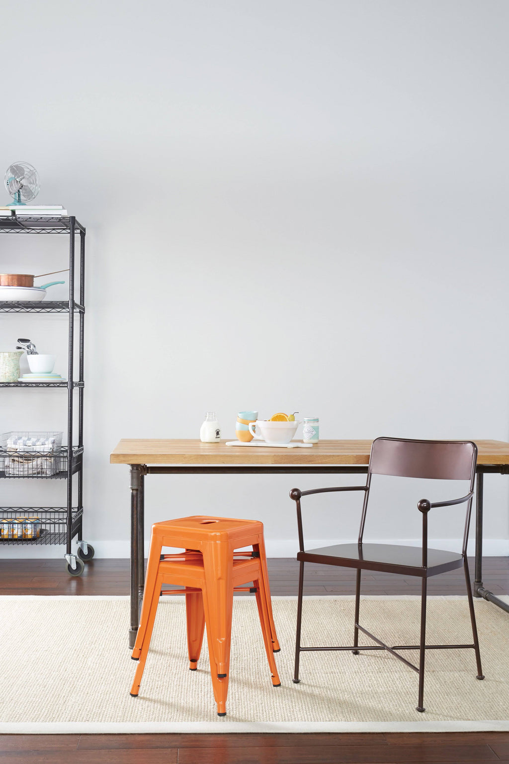 Orange Metal Backless Stool G922304