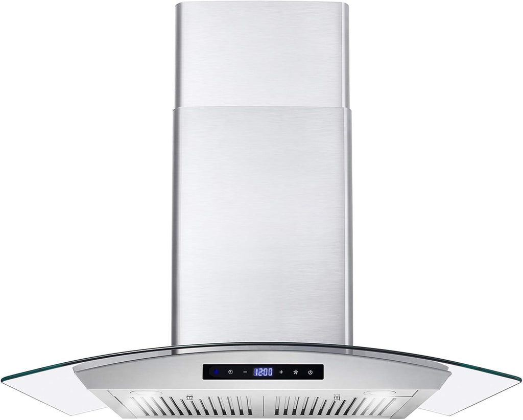 30 in. Wall Mount Range Hood with 380 CFM, Curved Glass, Stainless Steel Z3668