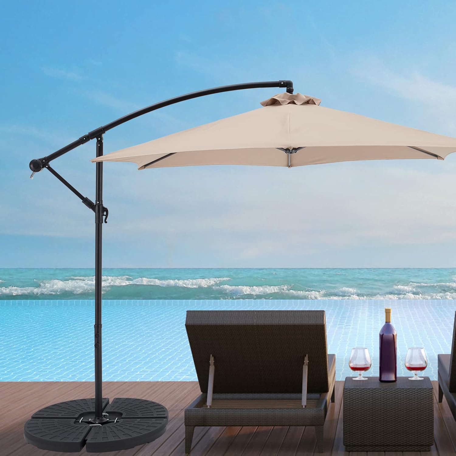 4PCS Black Cantilever Offset Patio Umbrella Stand Base Plate V691419